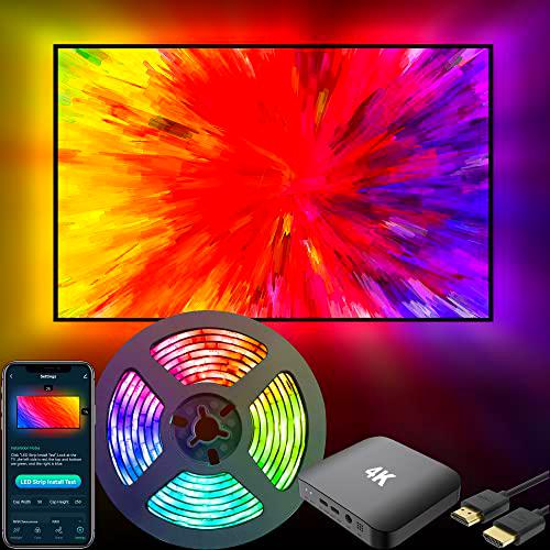 TV con retroiluminación LED WiFi con HDMI, tira de LED inteligente de inmersión con sincronización de música y modo de escena