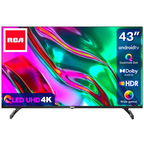 RCA RAQ43UN1 43 Pulgadas QLED Televisión Smart TV UHD 4K HDR Android TV Dolby Audio Youtube Netflix Prime Video DAZN Funciona con Google Assistant Triple Sintonizador WiFi Bluetooth HDMI Negro