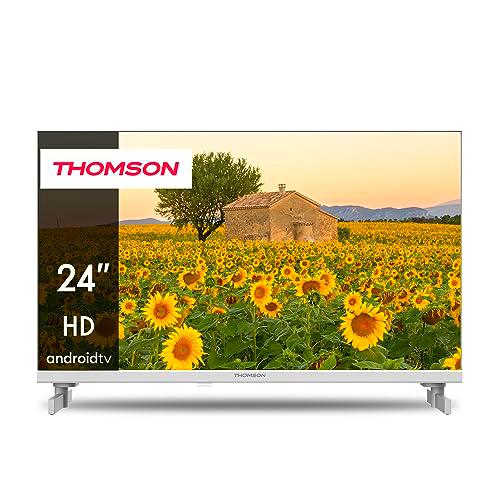 THOMSON 24 Pulgadas (60 cm) HD 12 V Blanco Televisor Smart Android TV Camping Car 12 V (WLAN