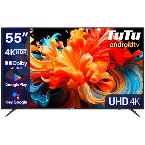 TuTu Smart TV 55 Pulgadas 4K UHD WiFi Bluetooth LED Android Televisor con Chromecast