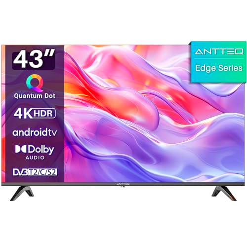 Antteq Q43 Edge QLED Smart TV 43 Pulgadas(TV 109cm) 4K,HDR,Frameless,App Store(10000+ APPs),Bluetooth Voice Assistant,WiFi 2.4G/5G