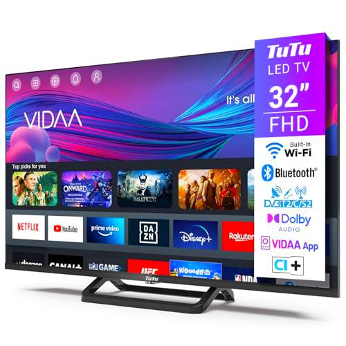 TuTu Smart TV 32 Pulgadas Full HD LED Televisión con WiFi