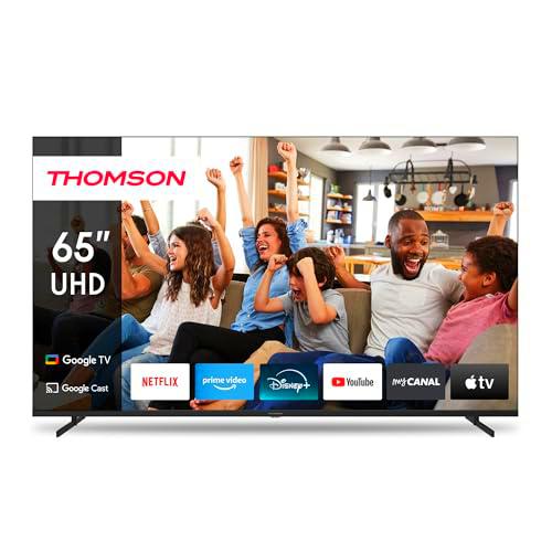 THOMSON 65 Pulgadas (165cm) Google TV 4K UHD Control de Voz Google Assistant Pies Laterales Smart TV