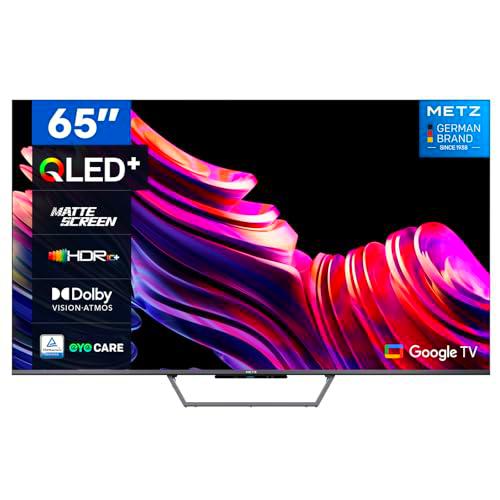 Metz Televisión Smart TV QLED + MQE7600Z 4K UHD de 65 Pulgadas con Google TV y Pantalla Mate antirreflejos Dolby Vision Dolby Atmos HDR Wi-FI TV (Modelo de 2024, Negro)