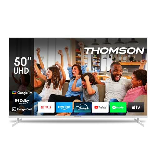 THOMSON 50 Pulgadas (127cm) Google TV 4K UHD Control de Voz Google Assistant Modelo Blanco Smart TV