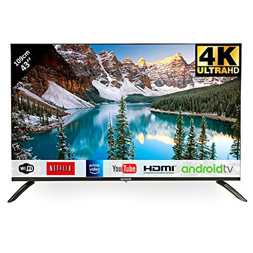 gef-roy AIWA LED-433UHD Televisor LED 43&quot; 4K con Android Smart TV: Netflix